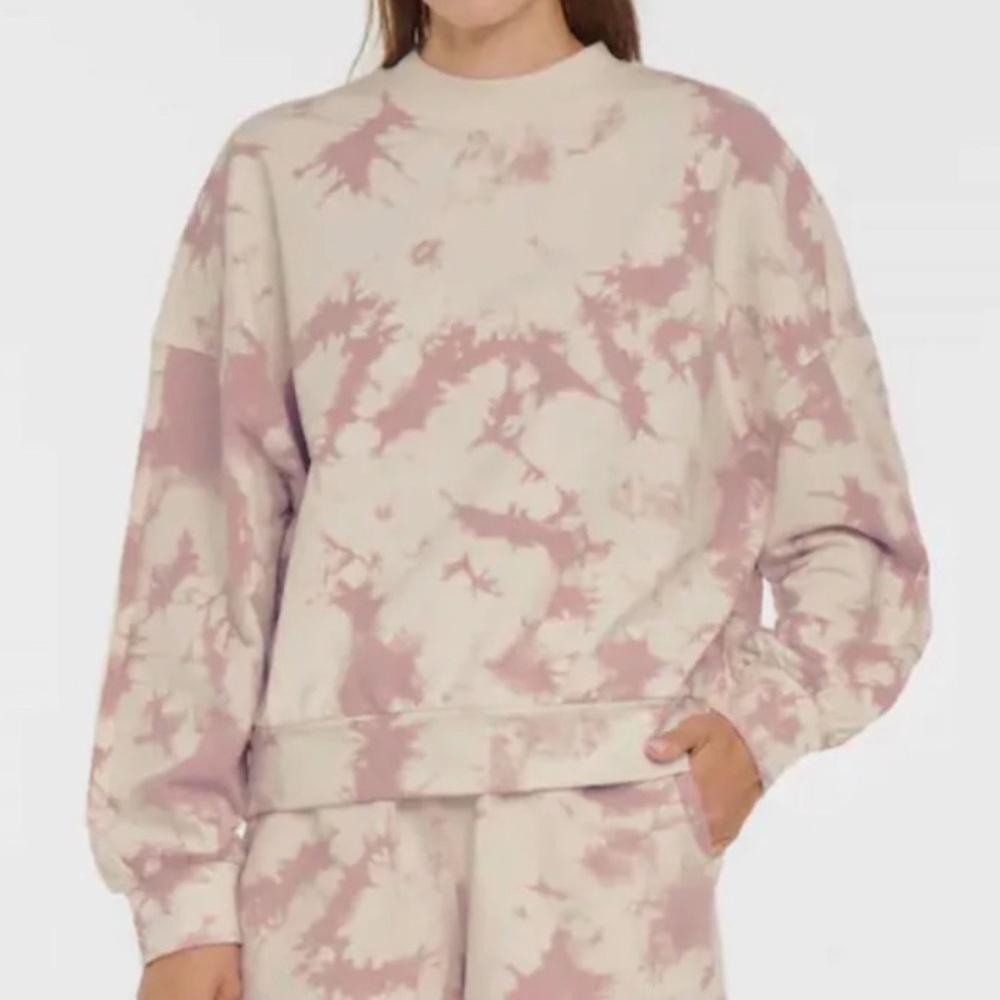 Varley Pink Tie-Dye Crew Neck Sweater